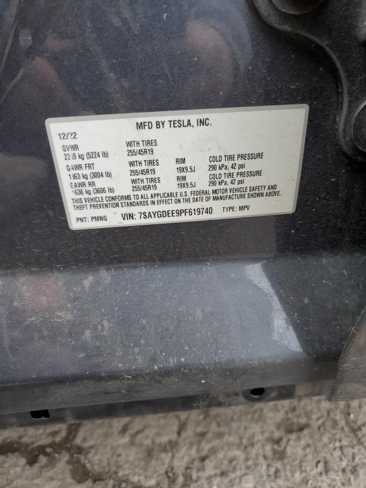 2023 TESLA MODEL Y  VIN:7SAYGDEE9PF619740