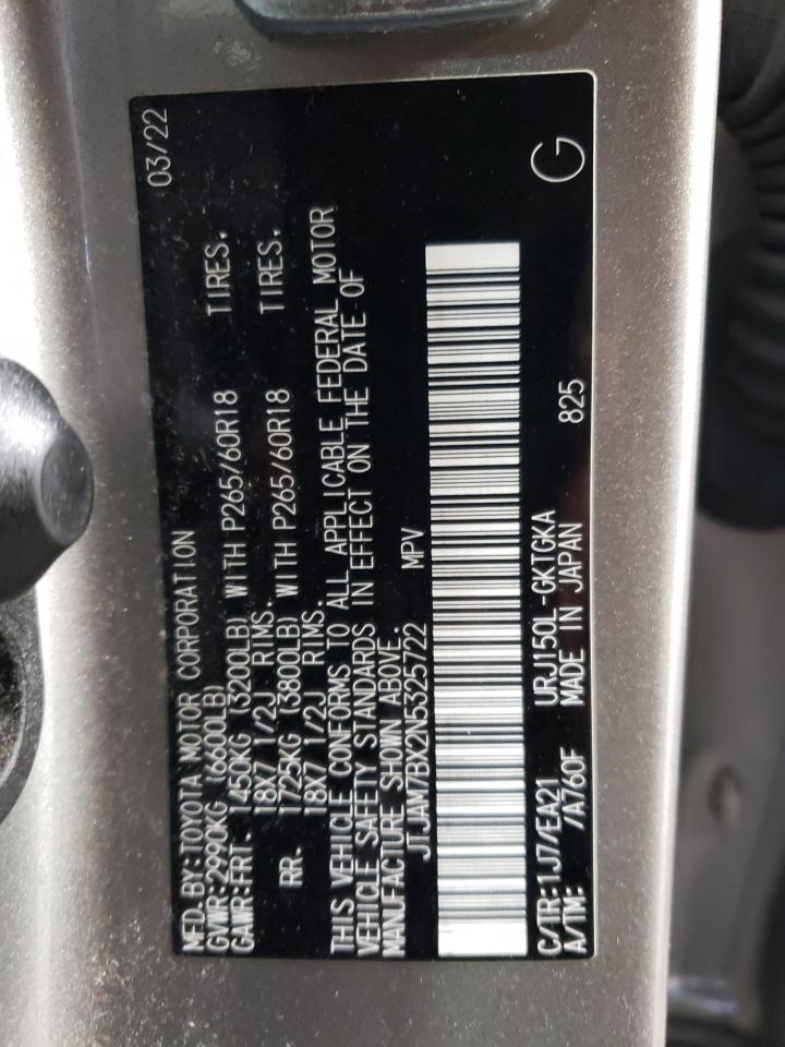 2022 LEXUS GX 460 VIN:JTJAM7BX2N5325722