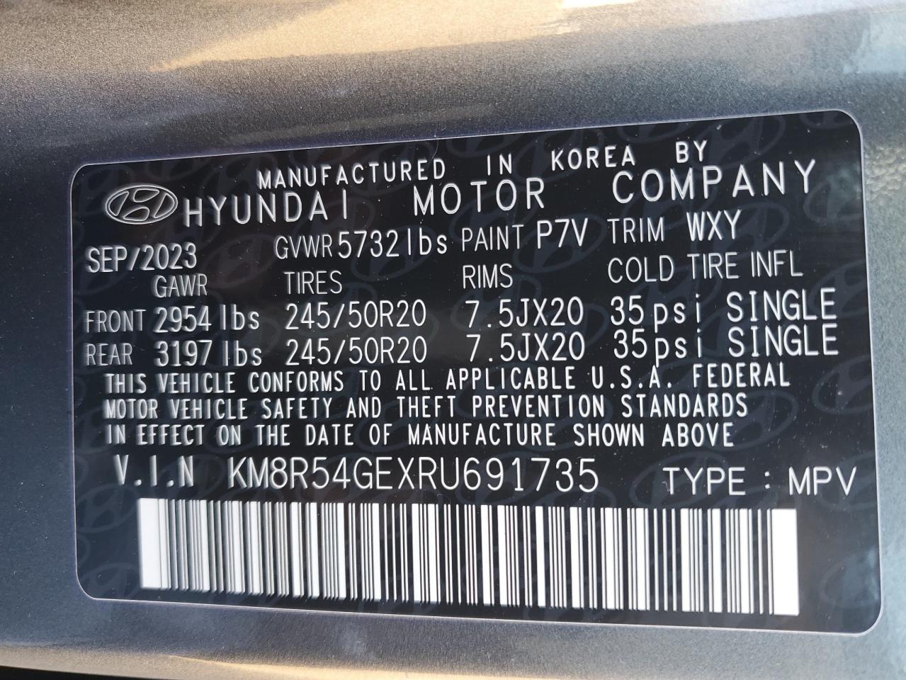 2024 HYUNDAI PALISADE LIMITED VIN:KM8R54GEXRU691735