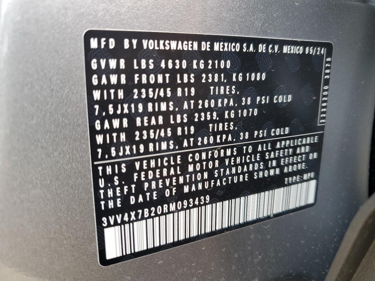 2024 VOLKSWAGEN TAOS SEL VIN:3VV4X7B20RM093439
