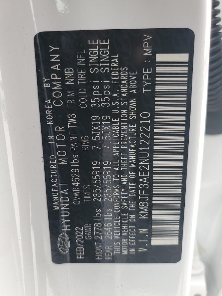 2022 HYUNDAI TUCSON N LINE VIN:KM8JF3AE2NU122210