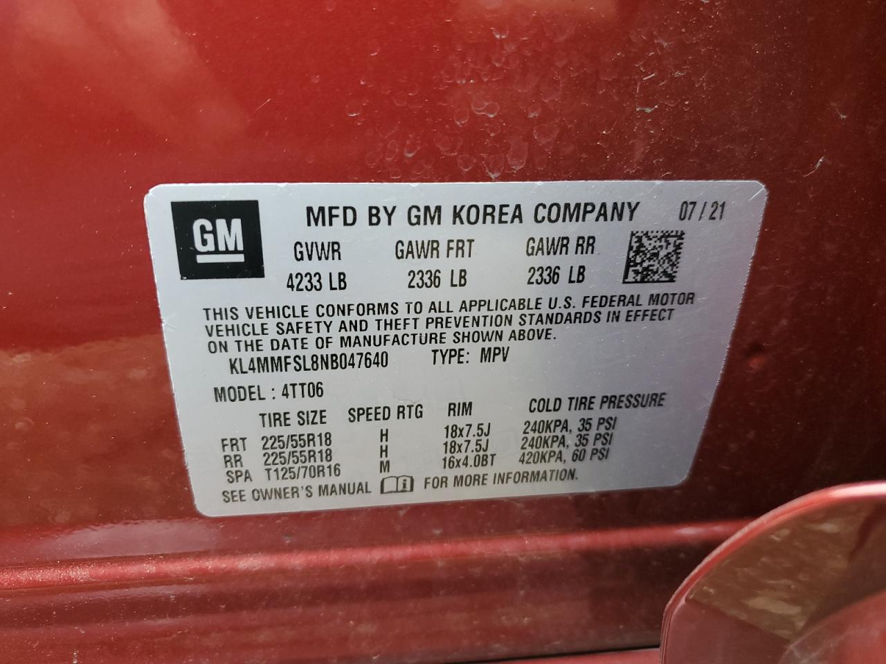 2022 BUICK ENCORE GX ESSENCE VIN:KL4MMFSL8NB047640