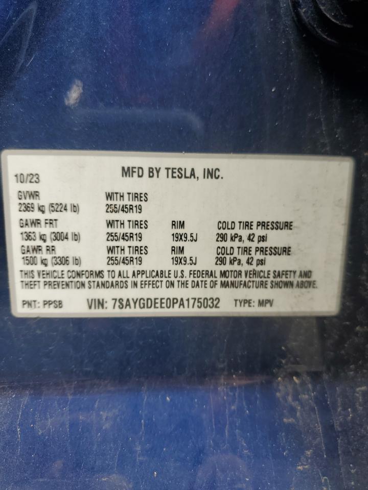 2023 TESLA MODEL Y  VIN:7SAYGDEE0PA175032