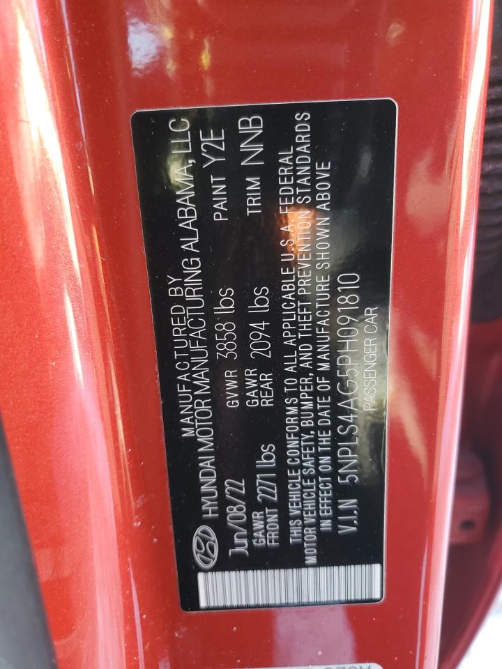 2023 HYUNDAI ELANTRA SEL VIN:5NPLS4AG5PH091810