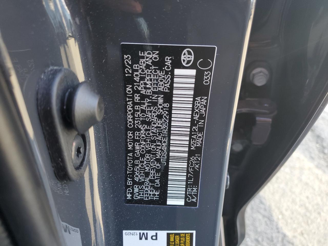 2024 TOYOTA COROLLA SE VIN:JTDS4MCE1R3522918