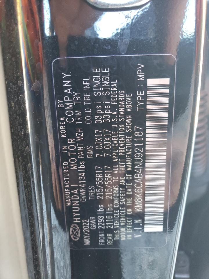 2022 HYUNDAI KONA SEL VIN:KM8K6CAB4NU921187