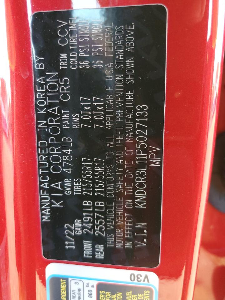 2023 KIA NIRO WIND VIN:KNDCR3L11P5027133