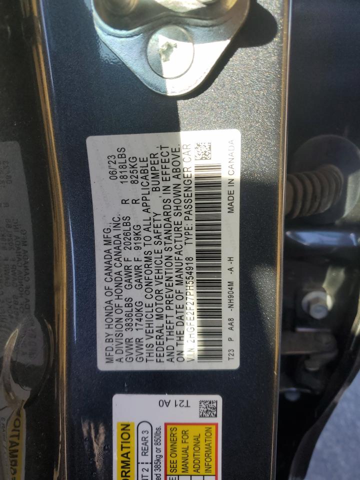 2023 HONDA CIVIC LX VIN:2HGFE2F27PH554918