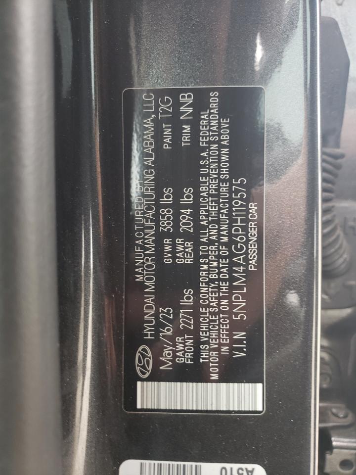 2023 HYUNDAI ELANTRA SEL VIN:5NPLM4AG6PH119575