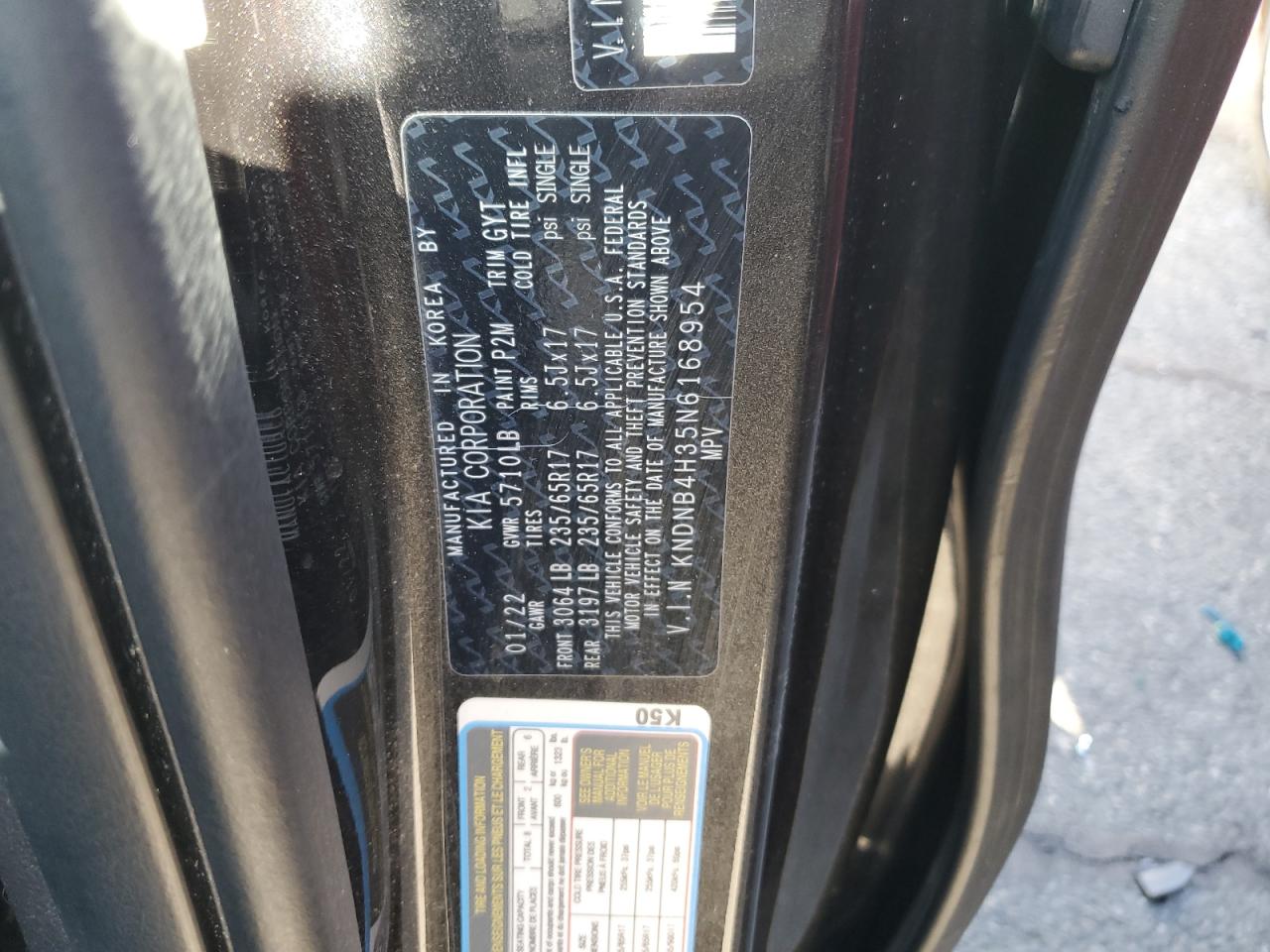 2022 KIA CARNIVAL LX VIN:KNDNB4H35N6168954