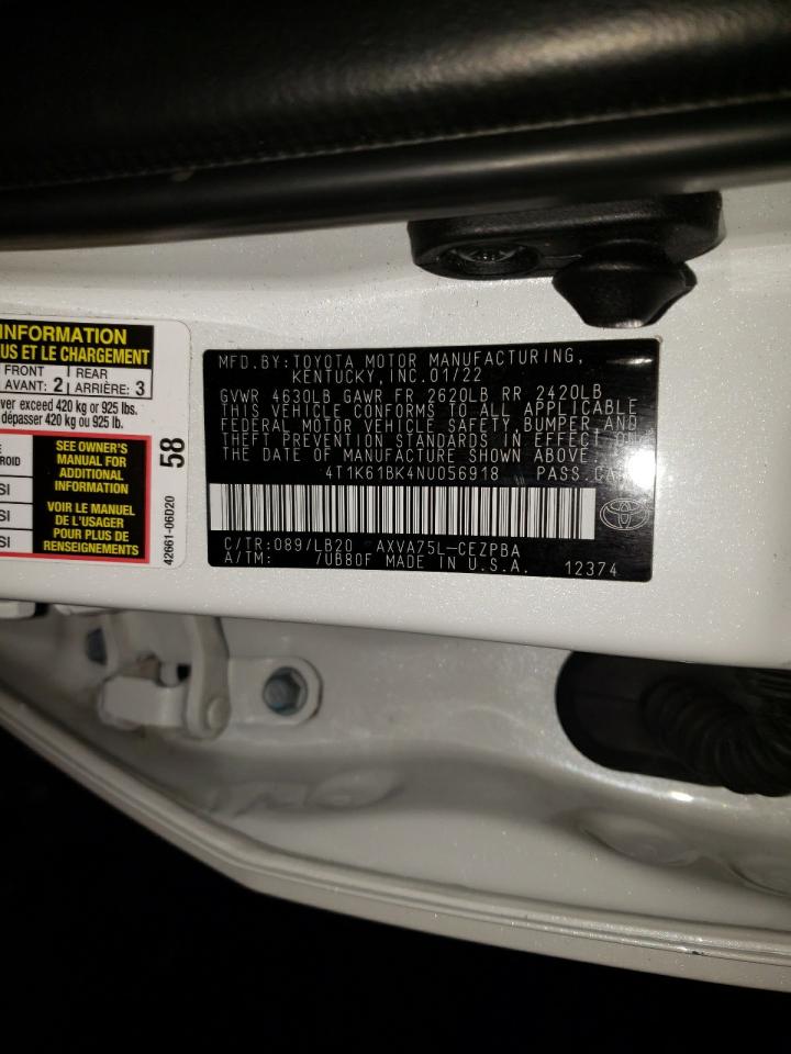 2022 TOYOTA CAMRY XSE VIN:4T1K61BK4NU056918