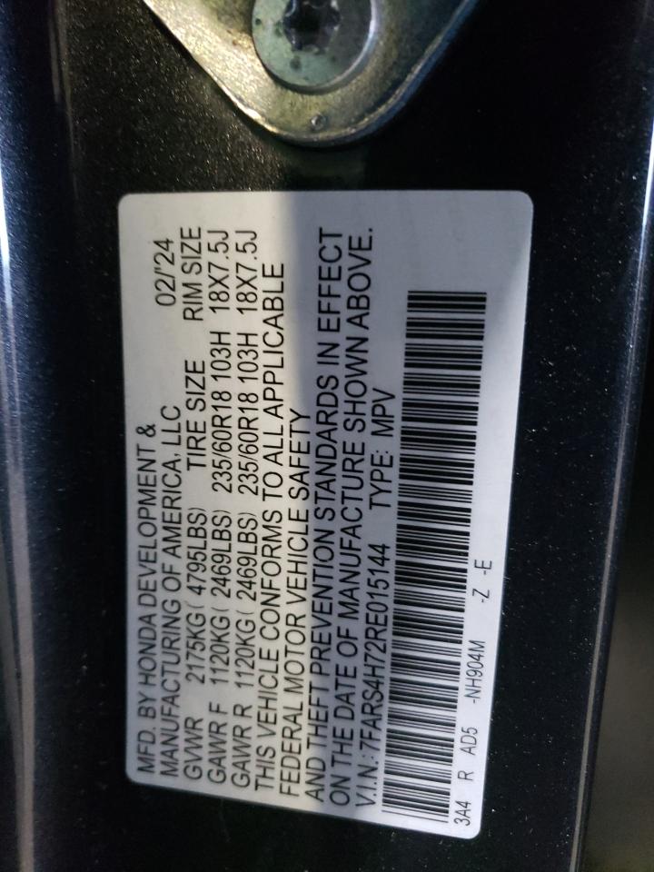 2024 HONDA CR-V EXL VIN:7FARS4H72RE015144