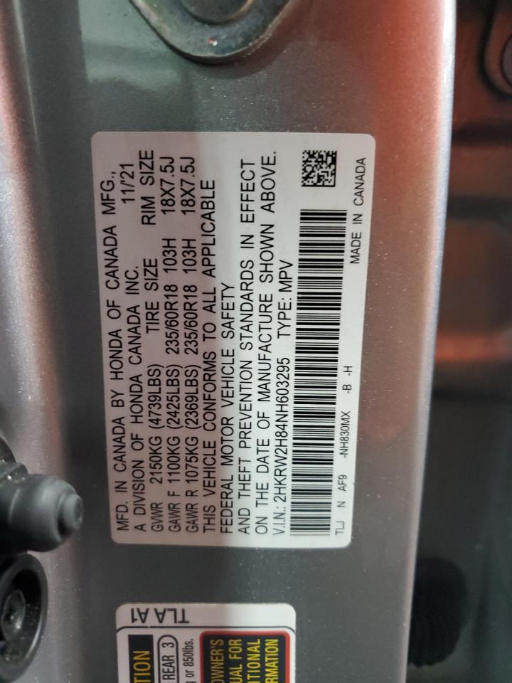 2022 HONDA CR-V EXL VIN:2HKRW2H84NH603295