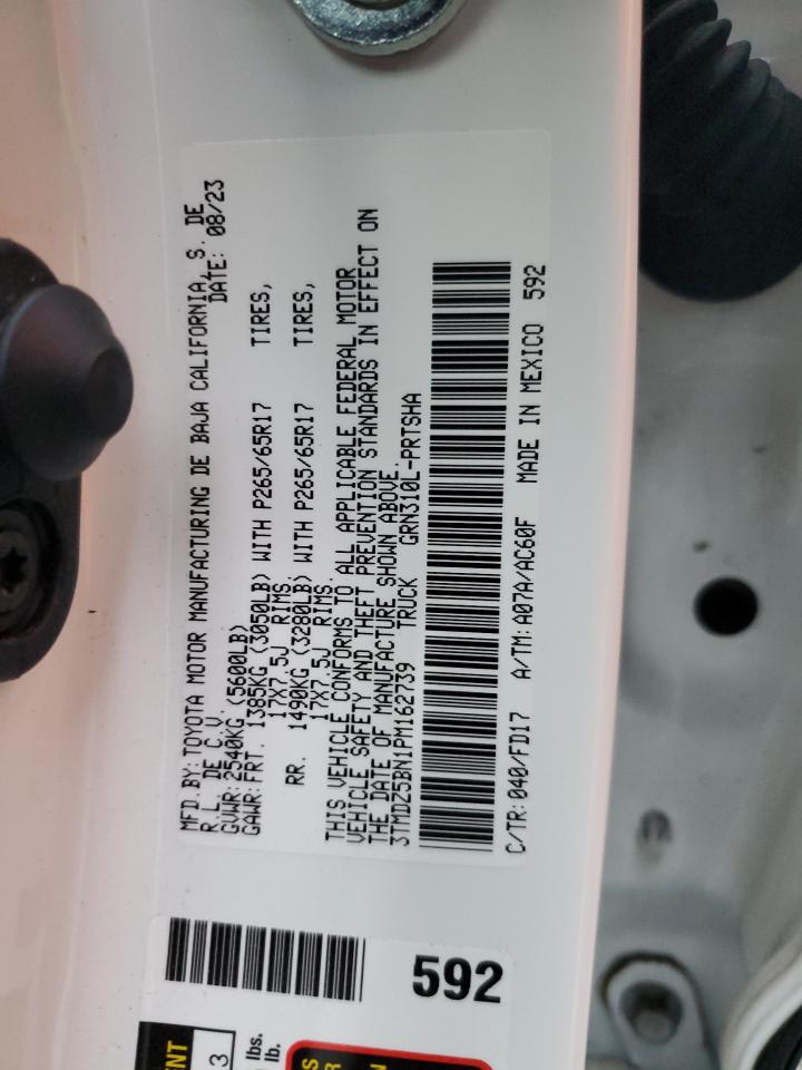 2023 TOYOTA TACOMA DOUBLE CAB VIN:3TMDZ5BN1PM162739