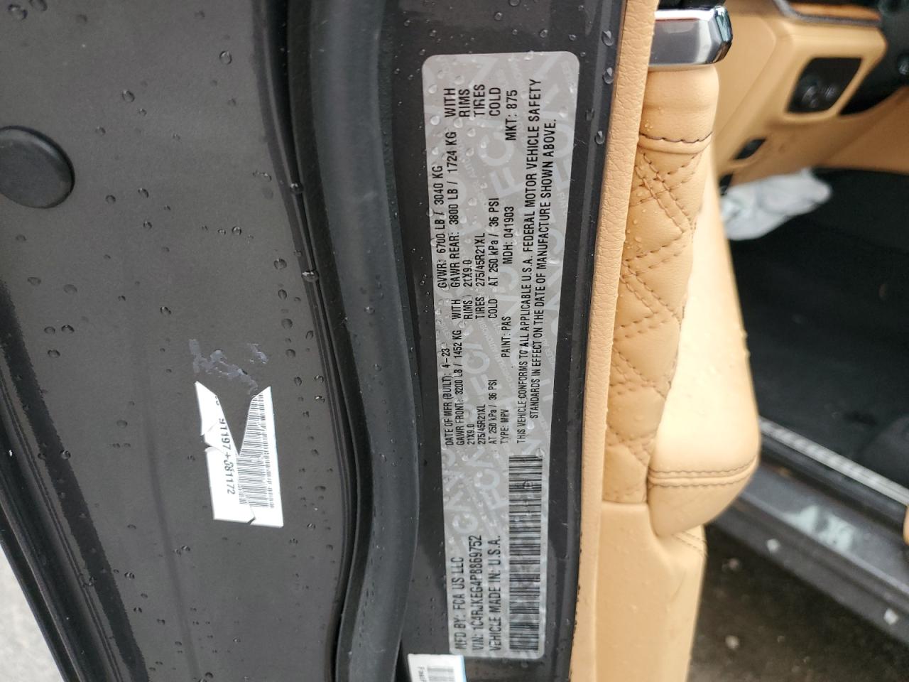 2023 JEEP GRAND CHEROKEE L SUMMIT VIN:1C4RJKEG4P8869752