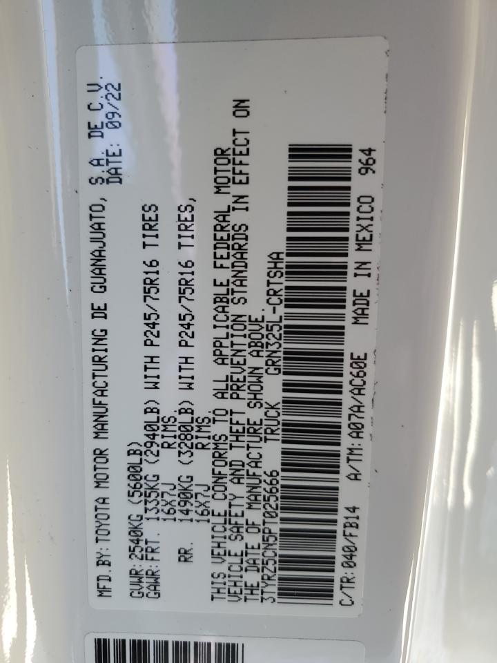 2023 TOYOTA TACOMA ACCESS CAB VIN:3TYRZ5CN5PT025666