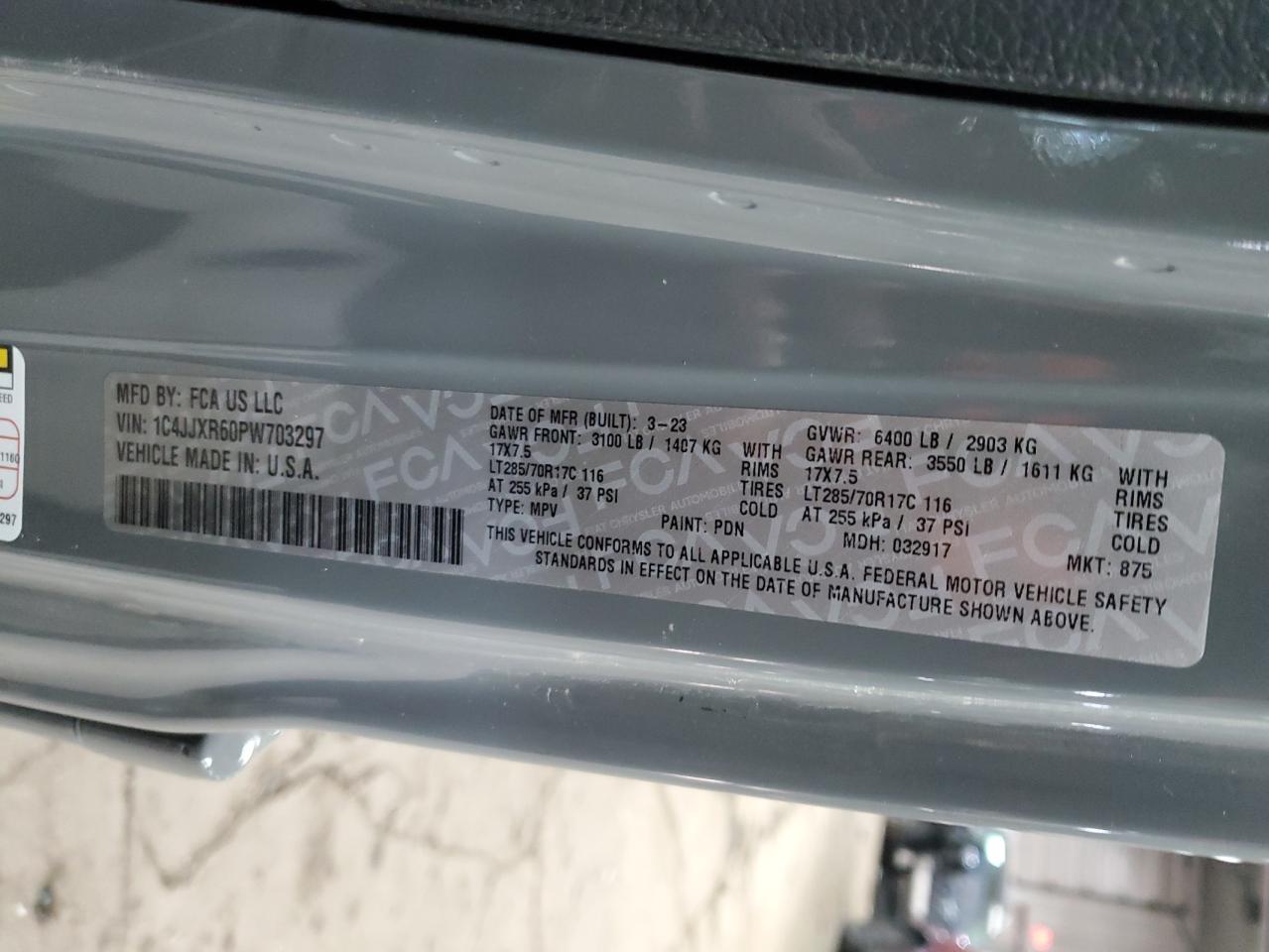 2023 JEEP WRANGLER RUBICON 4XE VIN:1C4JJXR60PW703297