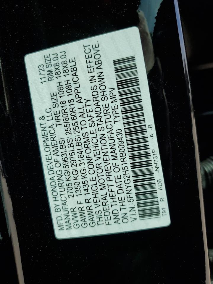 2024 HONDA PILOT EXL VIN:5FNYG2H51RB009430 – VIN Public