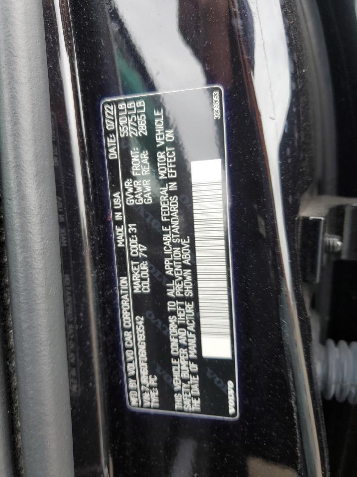 2022 VOLVO S60 T8 RECHARGE R-DESIGN VIN:7JRH60FD6NG193542