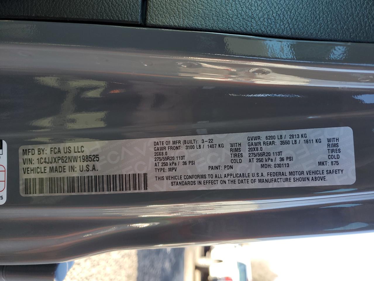 2022 JEEP WRANGLER UNLIMITED SAHARA 4XE VIN:1C4JJXP62NW198525