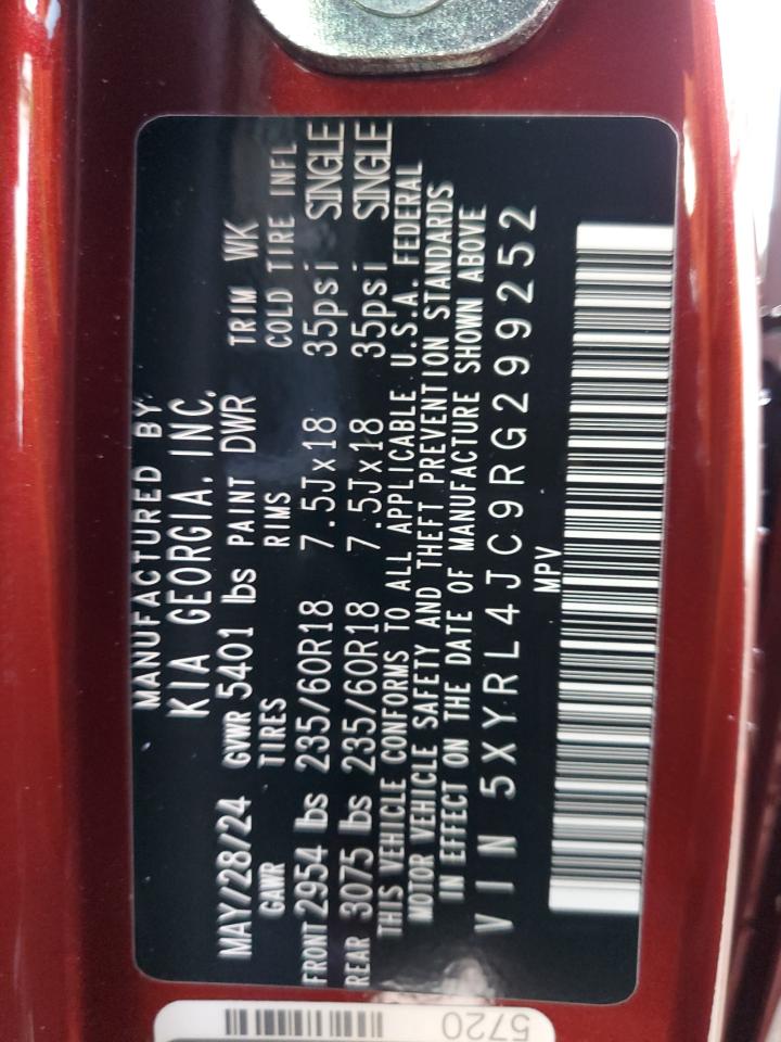 2024 KIA SORENTO S VIN:5XYRL4JC9RG299252