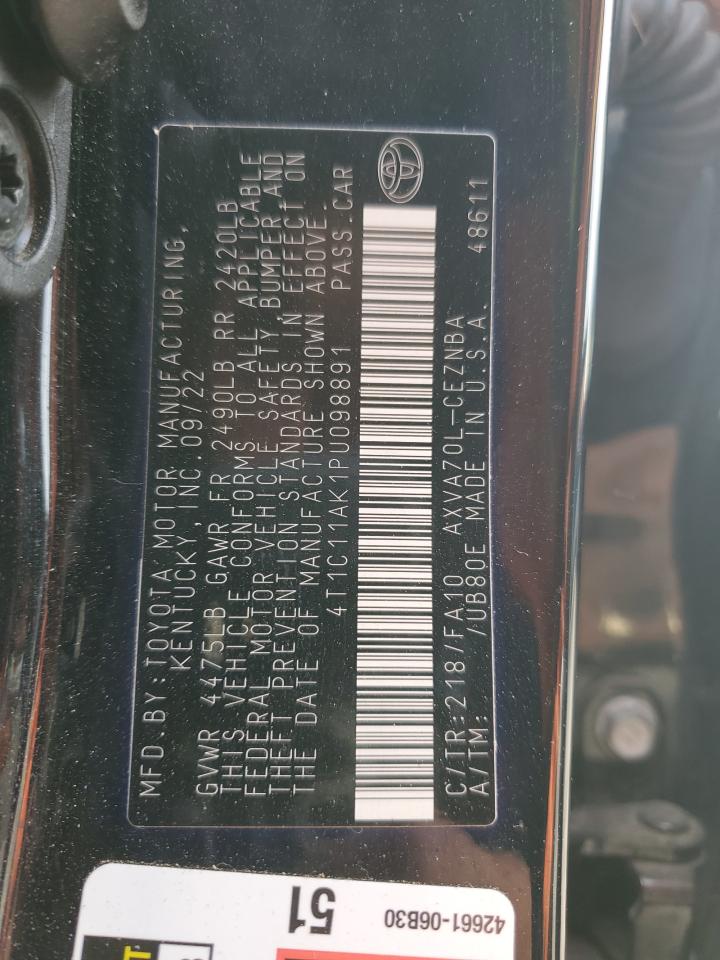 2023 TOYOTA CAMRY LE VIN:4T1C11AK1PU098891