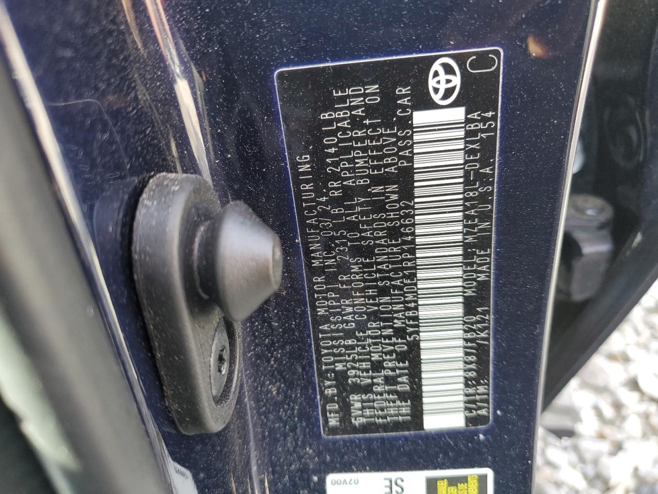 2024 TOYOTA COROLLA LE VIN:5YFB4MDE1RP146632