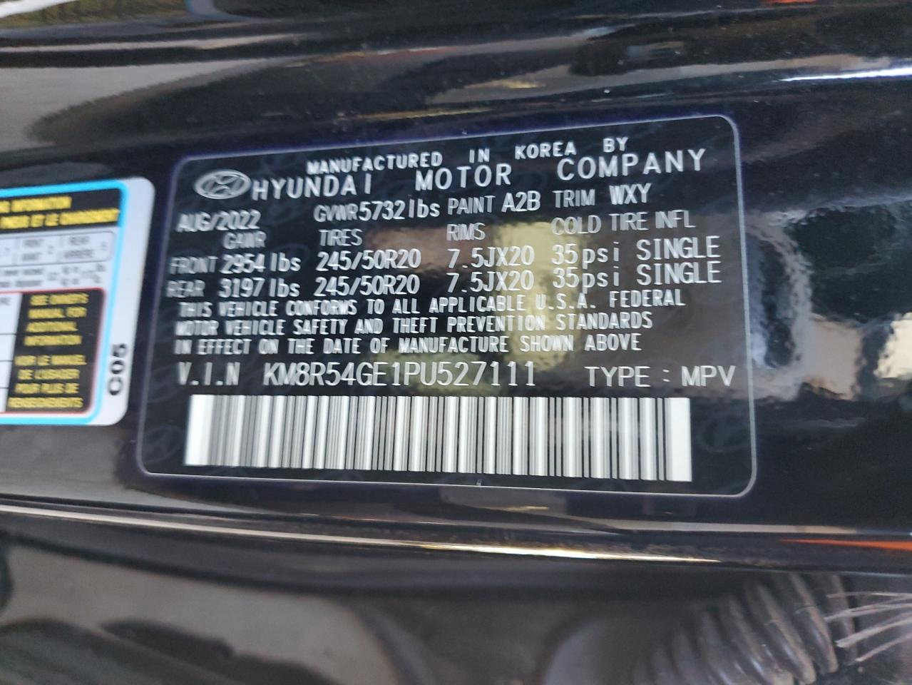 2023 HYUNDAI PALISADE LIMITED VIN:KM8R54GE1PU527111