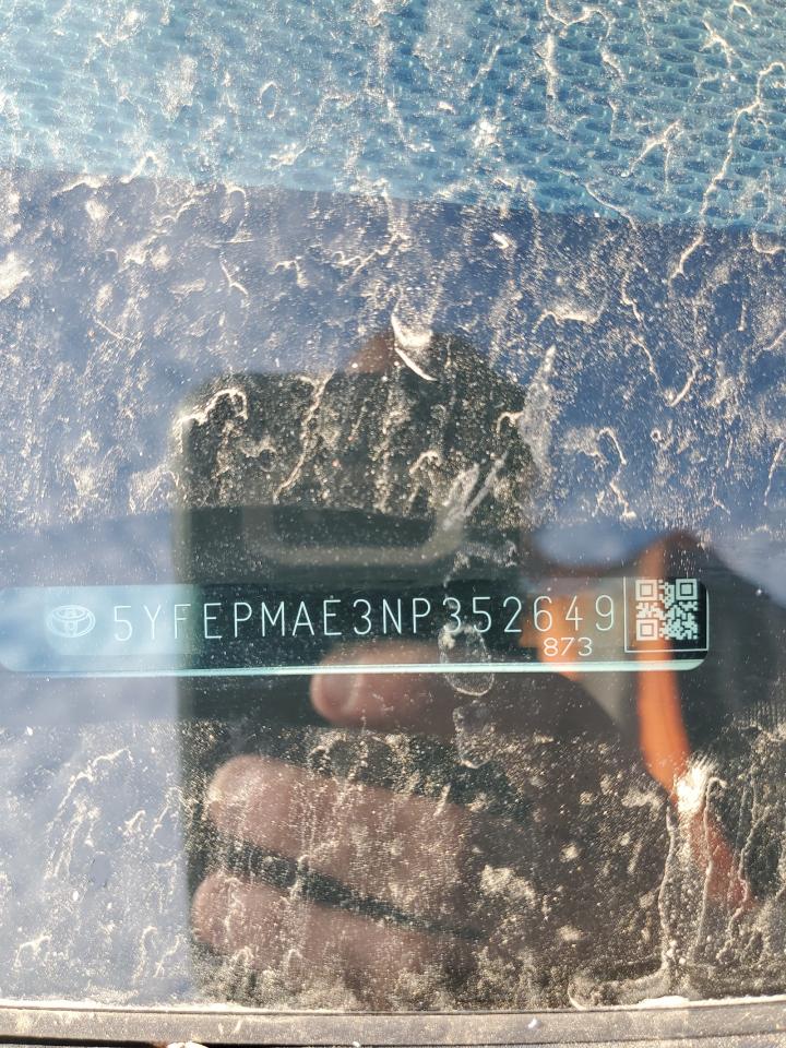 2022 TOYOTA COROLLA LE VIN:5YFEPMAE3NP352649