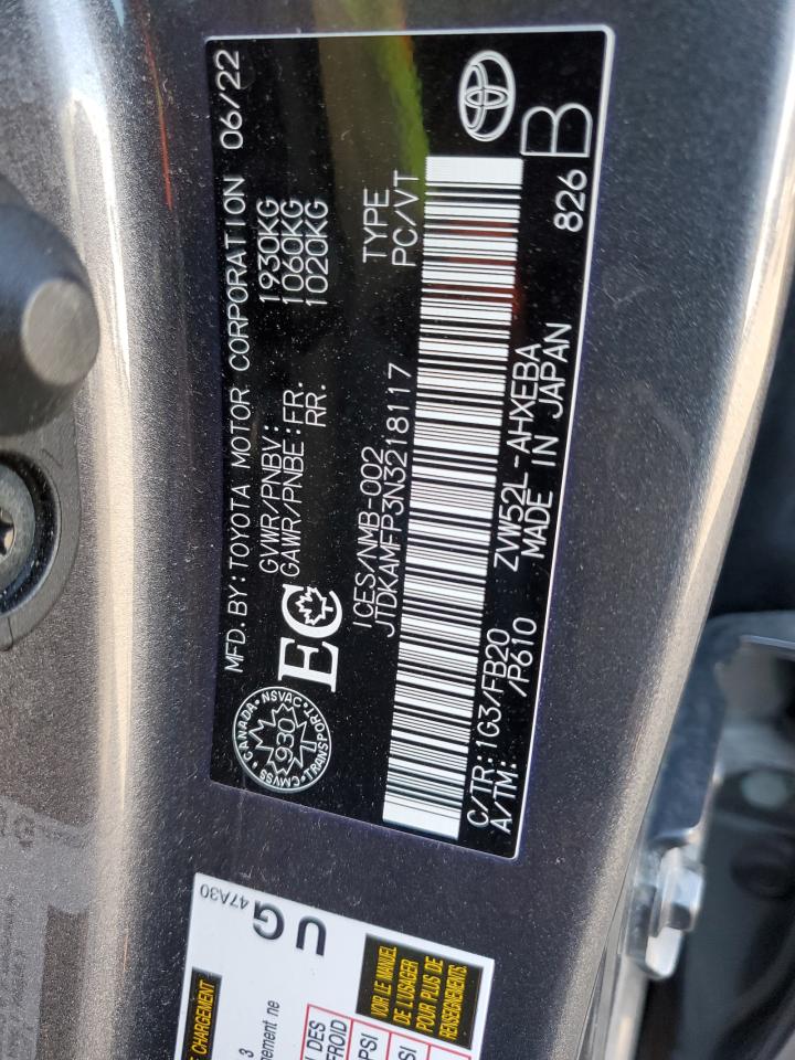 2022 TOYOTA PRIUS PRIME LE VIN:JTDKAMFP3N3218117