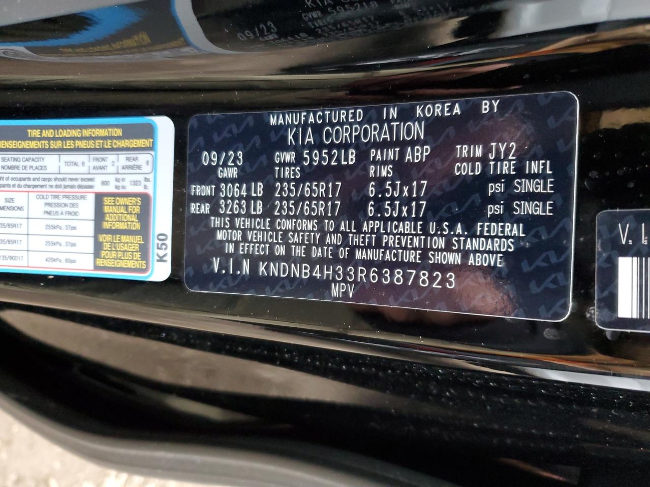 2024 KIA CARNIVAL LX VIN:KNDNB4H33R6387823