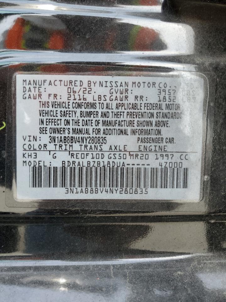 2022 NISSAN SENTRA S VIN:3N1AB8BV4NY280835