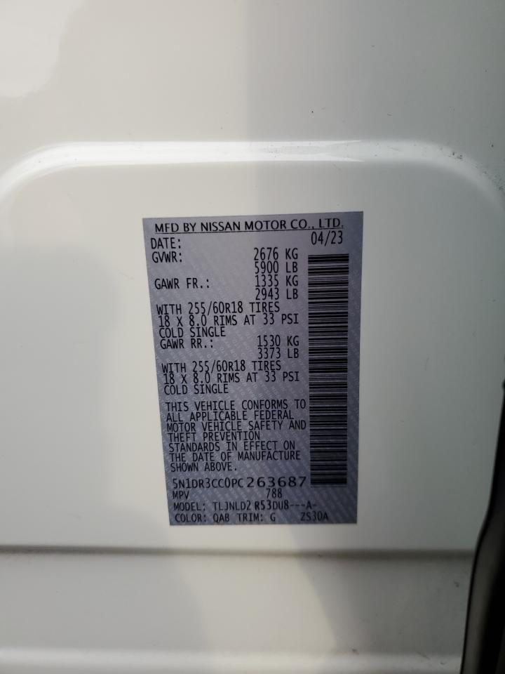 2023 NISSAN PATHFINDER SL VIN:5N1DR3CC0PC263687