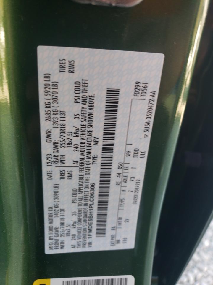 2023 FORD BRONCO BASE VIN:1FMDE5BH1PLC06306