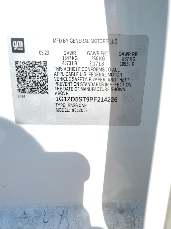 2023 CHEVROLET MALIBU LT VIN:1G1ZD5ST9PF214226