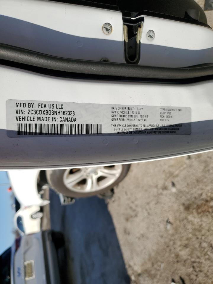 2022 DODGE CHARGER SXT VIN:2C3CDXBG3NH162328