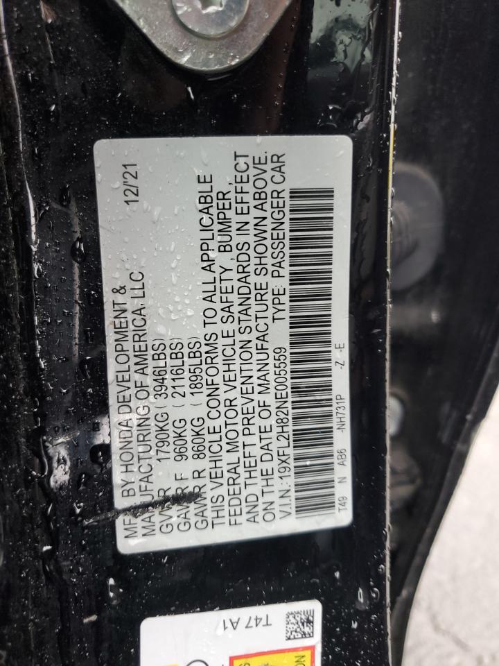 2022 HONDA CIVIC SPORT VIN:19XFL2H82NE005559