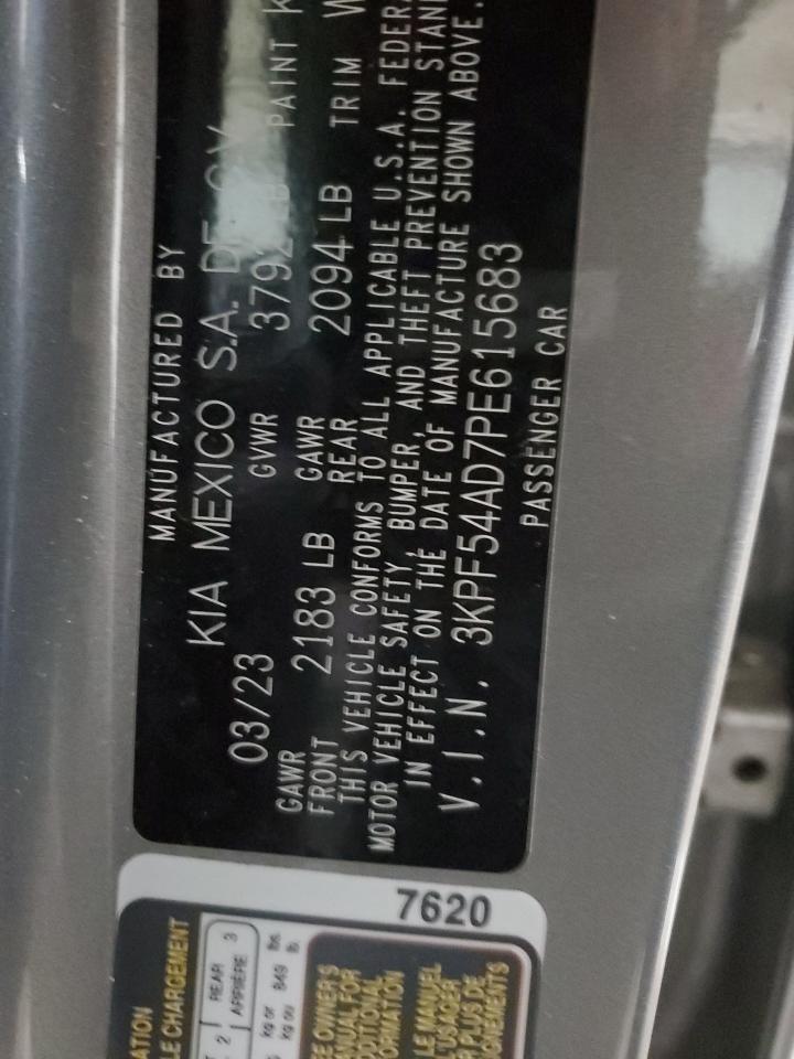 2023 KIA FORTE GT LINE VIN:3KPF54AD7PE615683