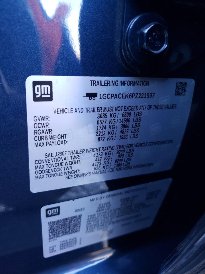 2023 CHEVROLET SILVERADO C1500 LT VIN:1GCPACEK6PZ221597