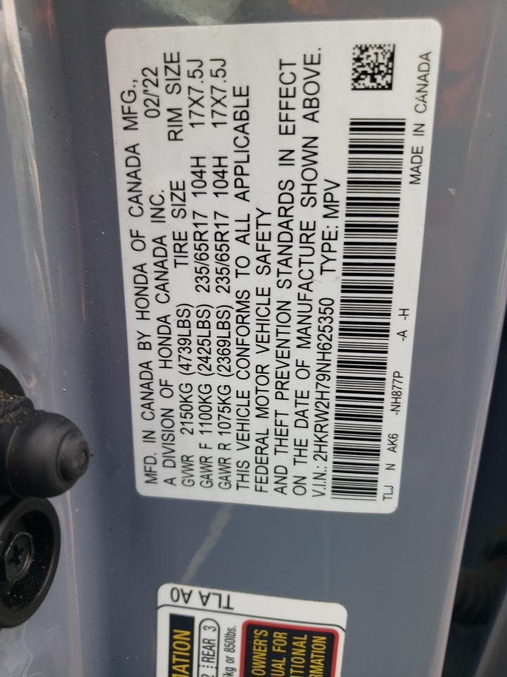 2022 HONDA CR-V SE VIN:2HKRW2H79NH625350