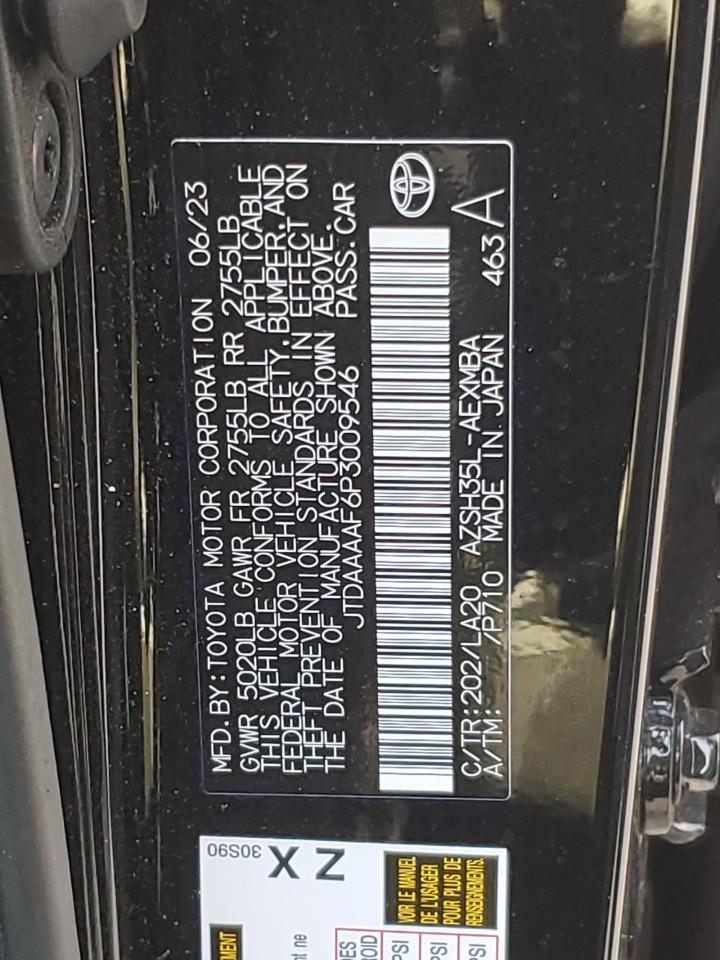 2023 TOYOTA CROWN XLE VIN:JTDAAAAF6P3009546