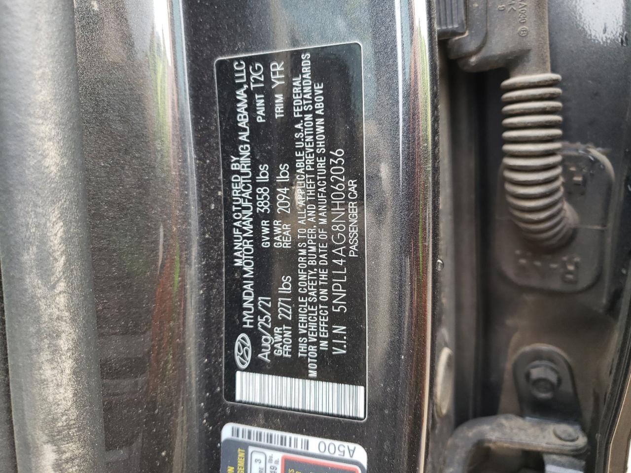 2022 HYUNDAI ELANTRA SE VIN:5NPLL4AG8NH062036