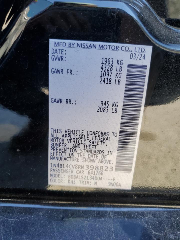 2024 NISSAN ALTIMA SR VIN:1N4BL4CV8RN398823