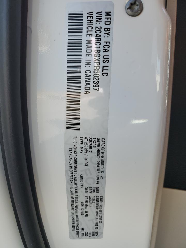 2023 CHRYSLER PACIFICA TOURING L VIN:2C4RC1BGXPR502397