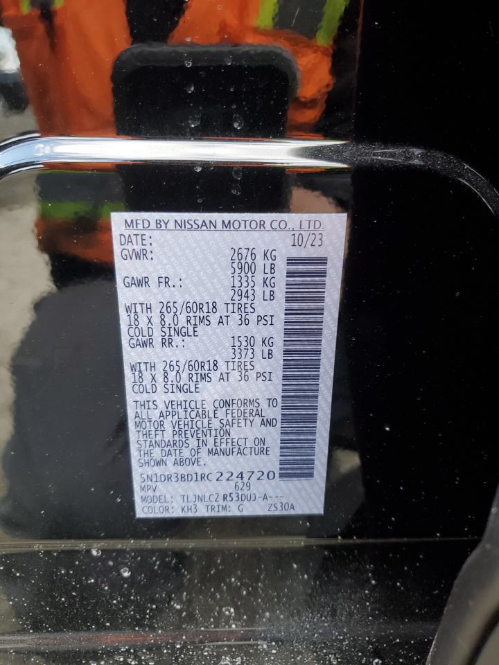 2024 NISSAN PATHFINDER ROCK CREEK VIN:5N1DR3BD1RC224720