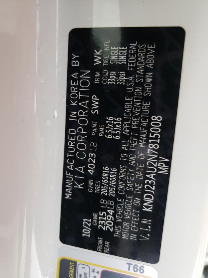 2022 KIA SOUL LX VIN:KNDJ23AU2N7815008
