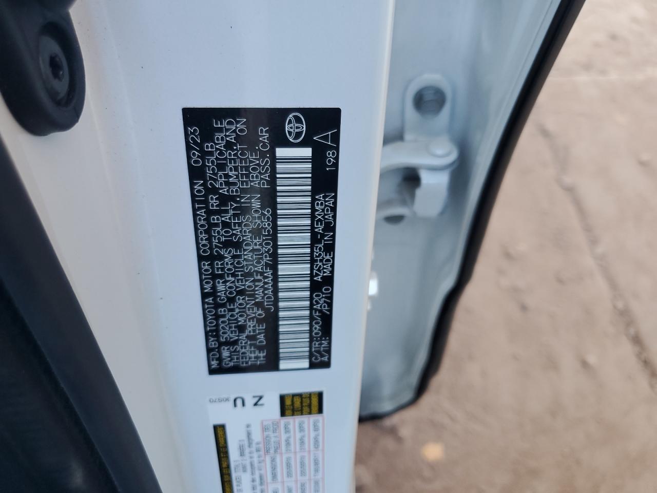 2023 TOYOTA CROWN XLE VIN:JTDAAAAF7P3015856