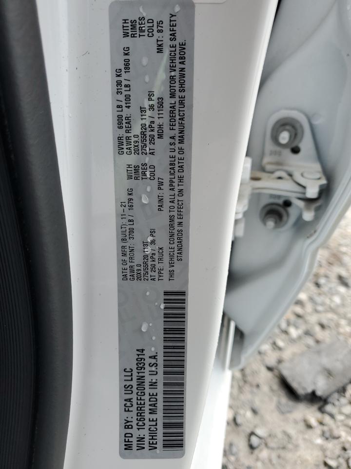 2022 RAM 1500 BIG HORN/LONE STAR VIN:1C6RREFG0NN193914