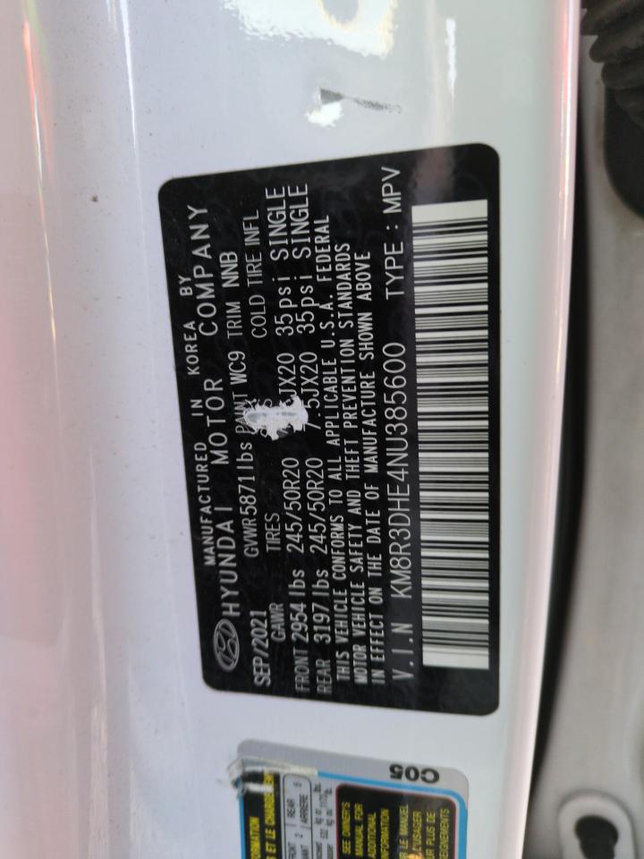 2022 HYUNDAI PALISADE SEL VIN:KM8R3DHE4NU385600