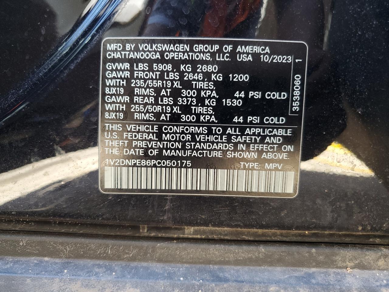 2023 VOLKSWAGEN ID.4 PRO VIN:1V2DNPE86PC050175